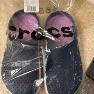Crocs Navy and Purple Clogs
